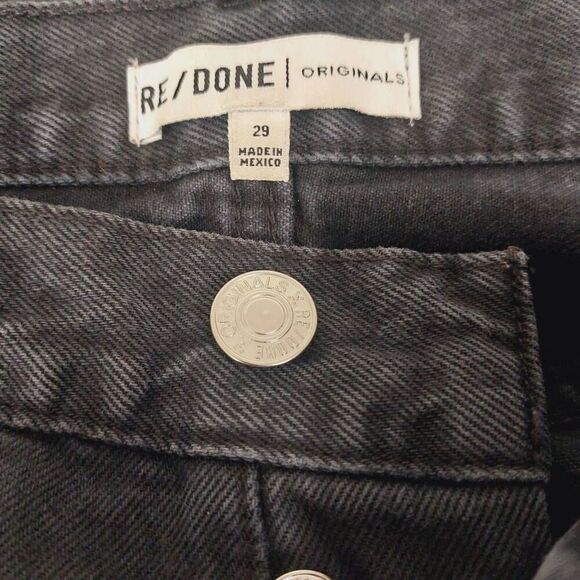 RE/DONE Originals High Rise Wide Leg Distressed Black Wash Cropped Jeans 90's si - Picture 8 of 10